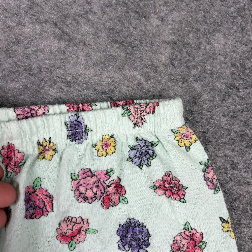 Flapdoodles Floral Leggings Girls Size 8 Vintage 90s Pointelle Quilted Mint - Picture 5 of 13